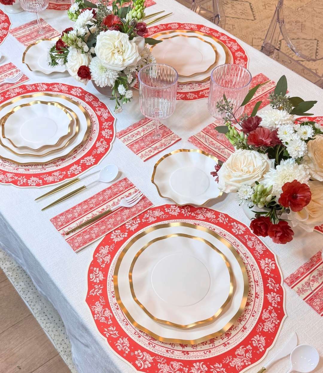 Red Burleigh Table Setting