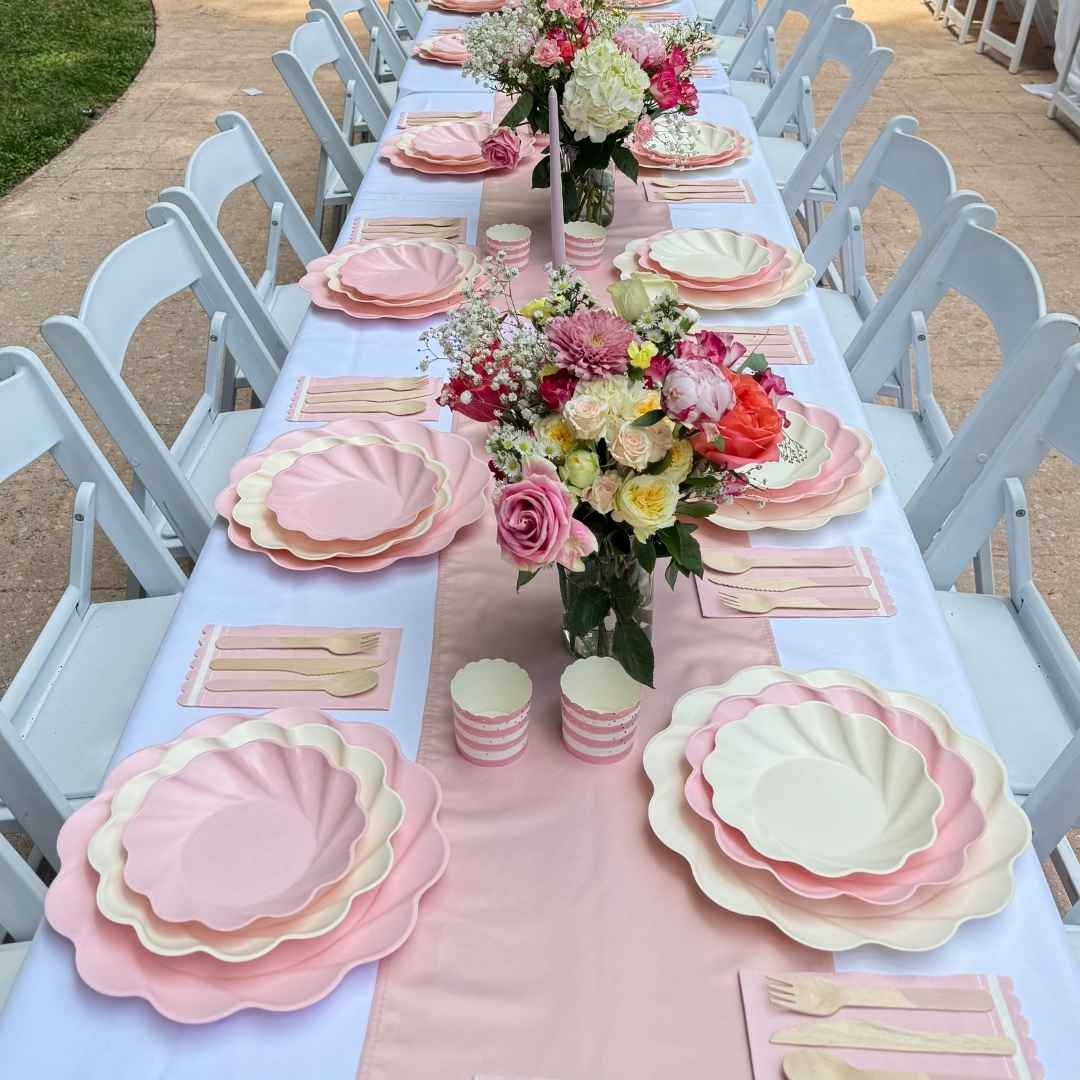 Eco Cream & Blush Table Setting for 16 – Sophistiplate LLC