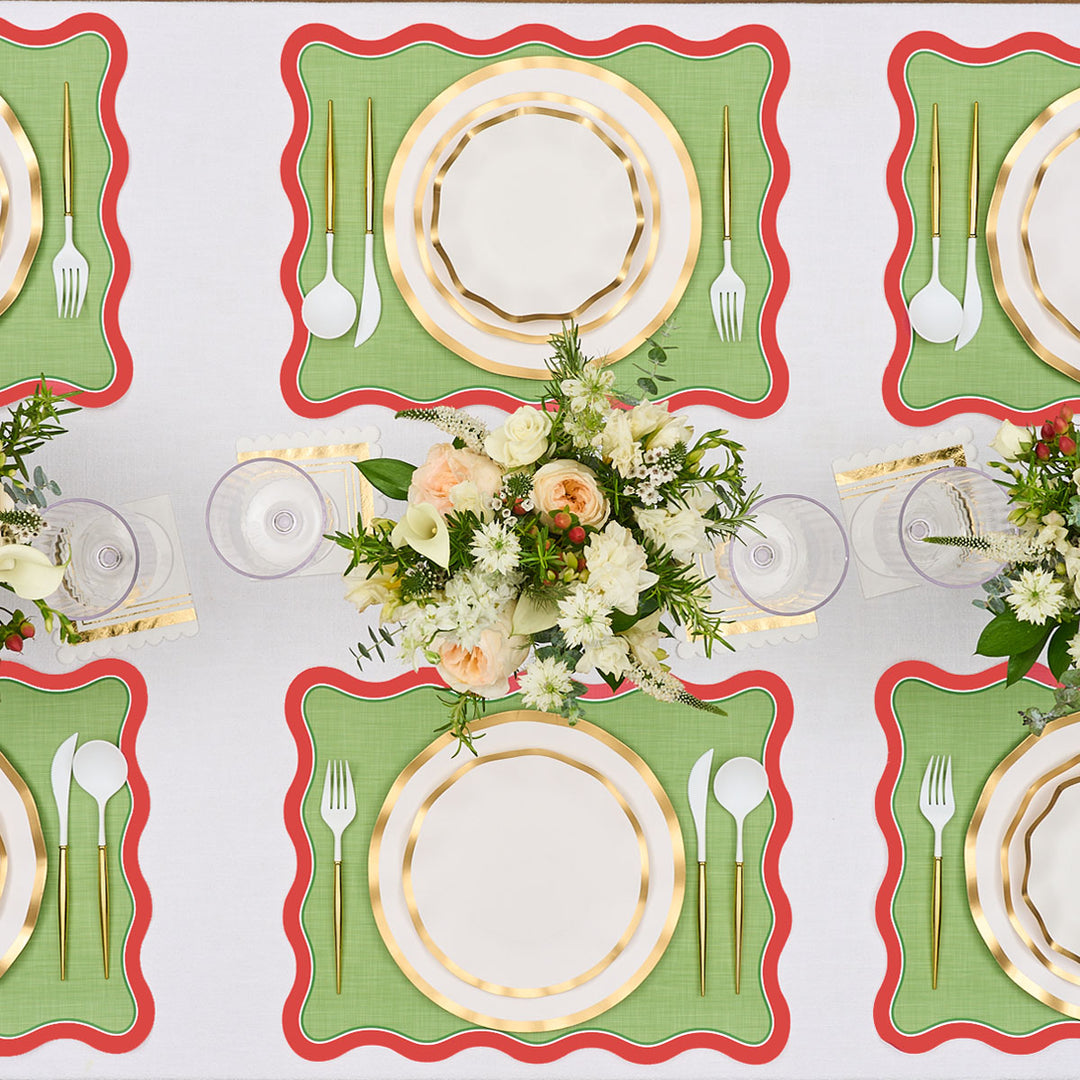 Green & Red Scallop Edge Placemats/10pk