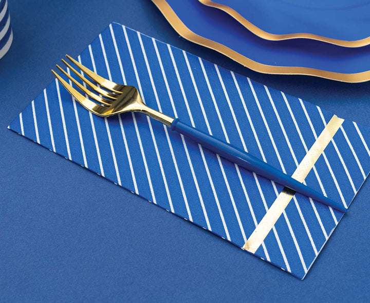 Blue & Gold Bella Assorted Plastic Cutlery/36pc, Service for 12