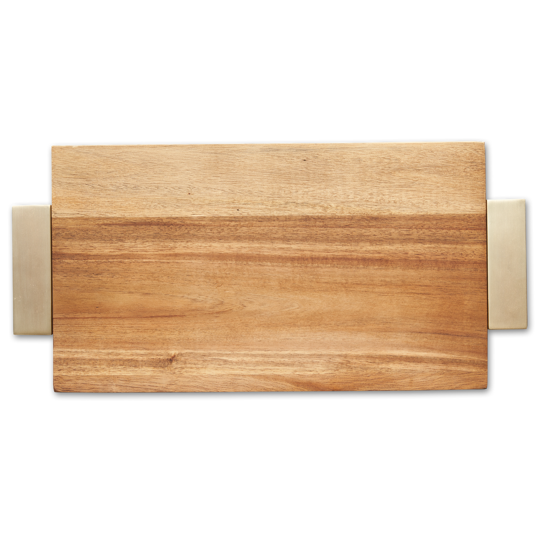 Maple Wood Cutting & Cheeseboard Square | Gold Handles | Personalize | 12 x 12"