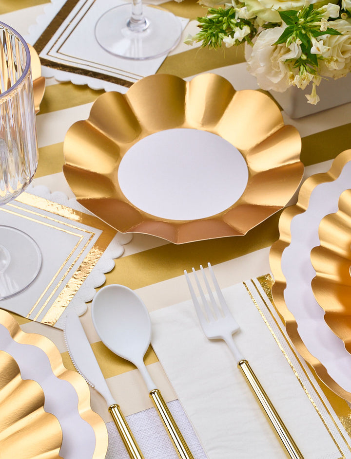 Appetizer/Dessert Bowl Gold & White/8 pkg