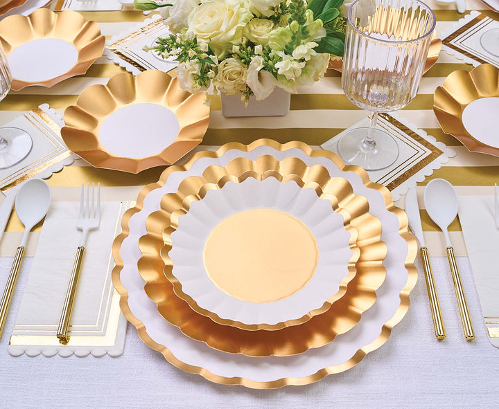 Salad Plate Gold & White/8 pkg