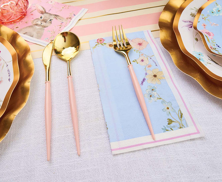 Blush & Gold Bella Assorted Plastic Cutlery/36pc, Service for 12