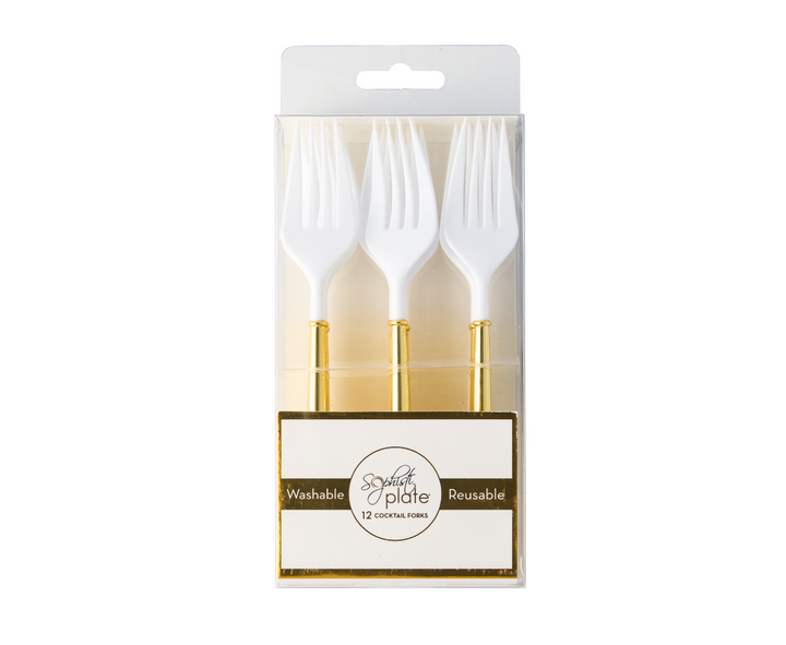 Gold Bella Plastic 6" Cocktail Forks/12pc