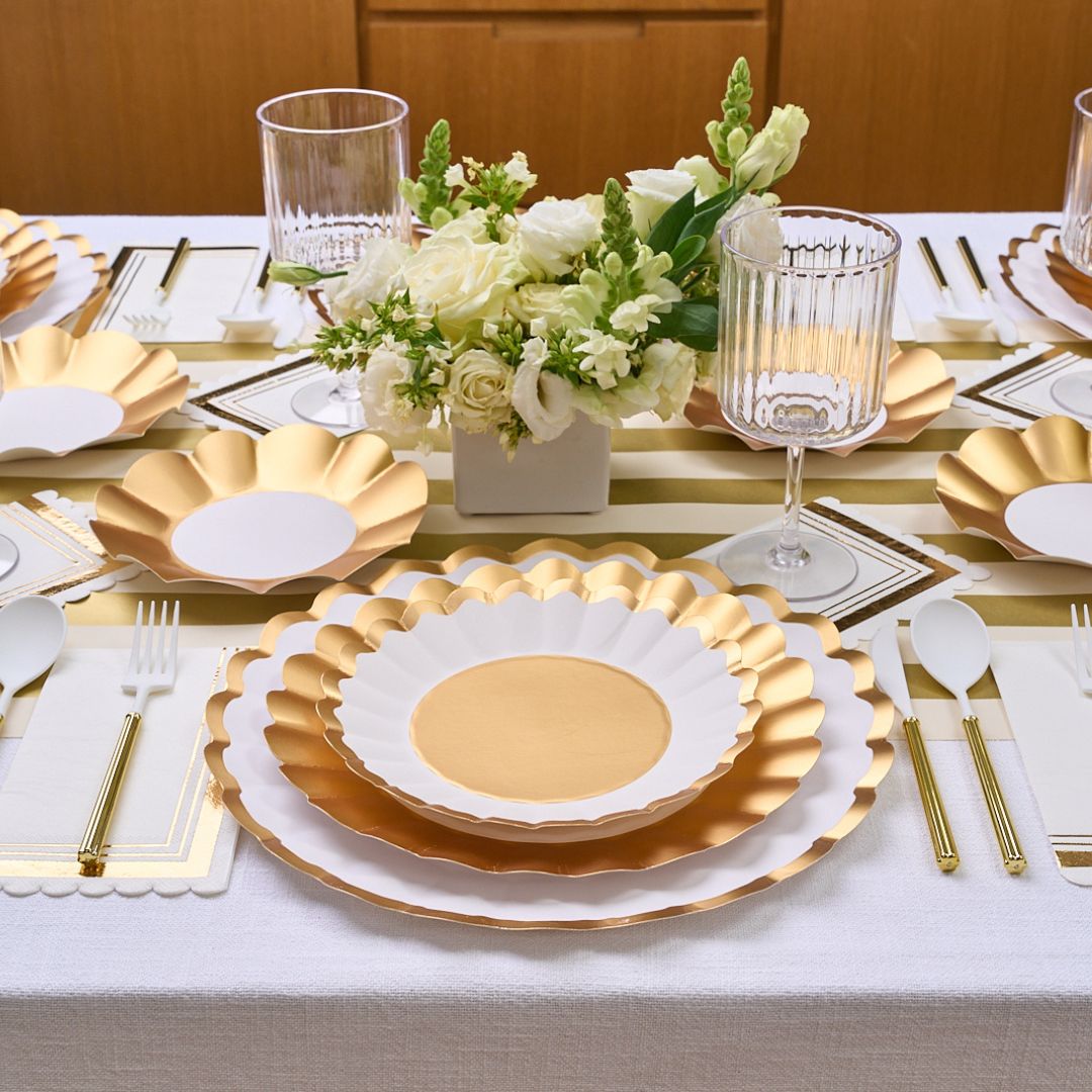 Gold White Table Setting – Sophistiplate LLC