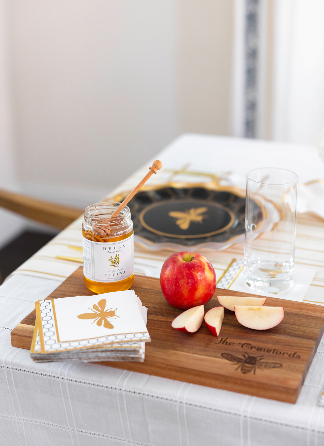 14" x 8" Acacia Wood Board | Personalized with Honeybee