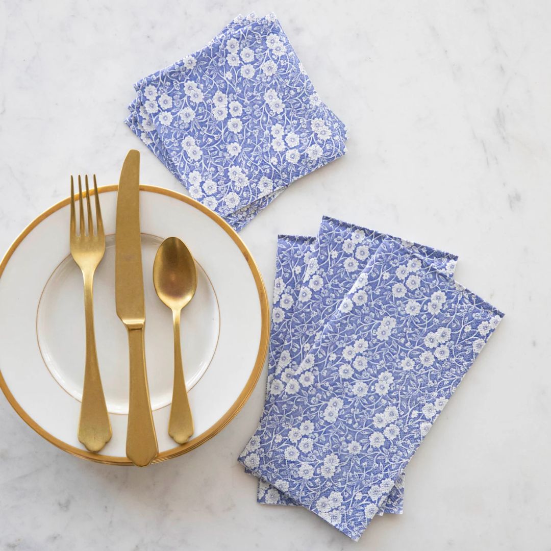 Blue Calico Paper Cocktail Napkins/20pk