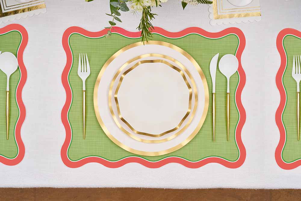 Green & Red Scallop Edge Placemats/10pk