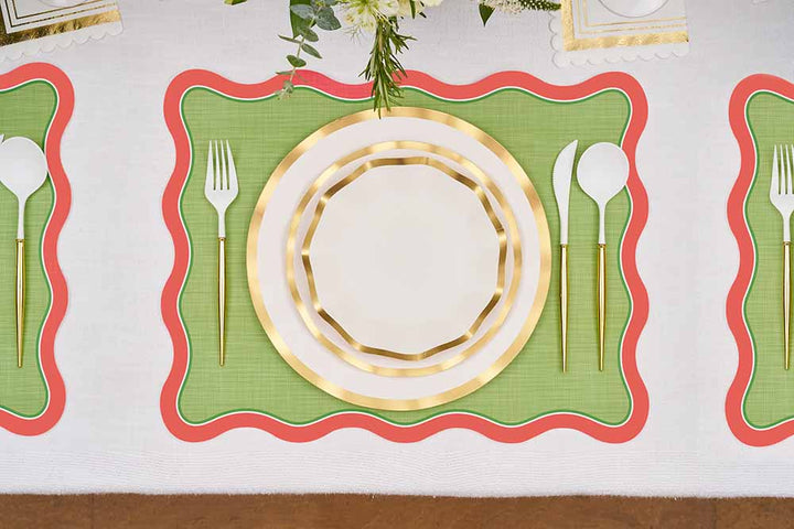 Green & Red Scallop Edge Placemats/10pk