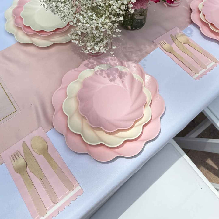 Eco Cream & Blush Table Setting for 16