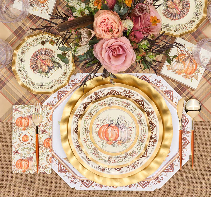Turkey & Gourds: Thanksgiving Table for 16