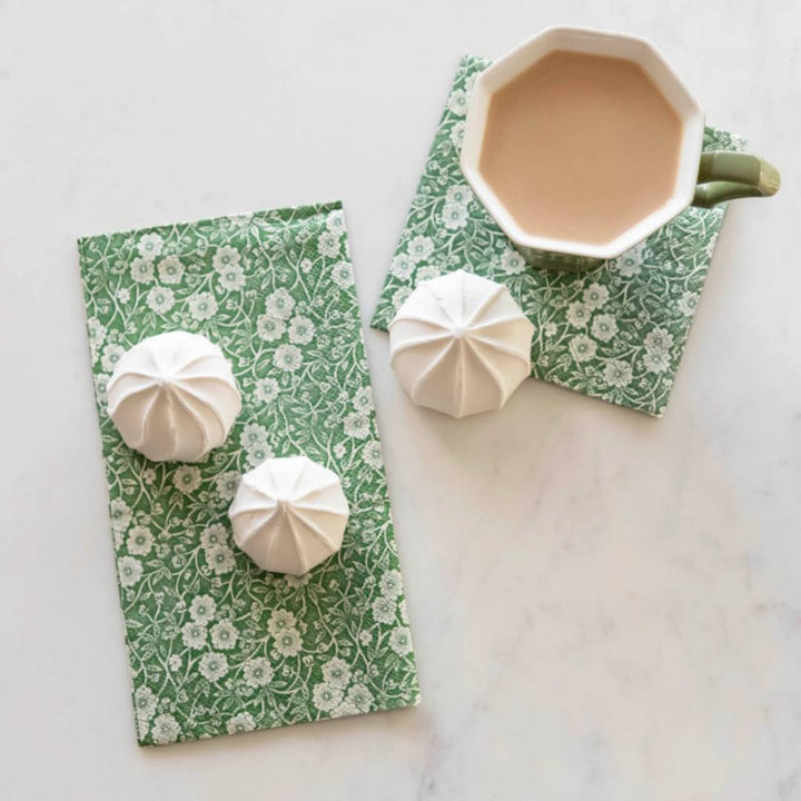 Green Calico Paper Cocktail Napkins/20pk