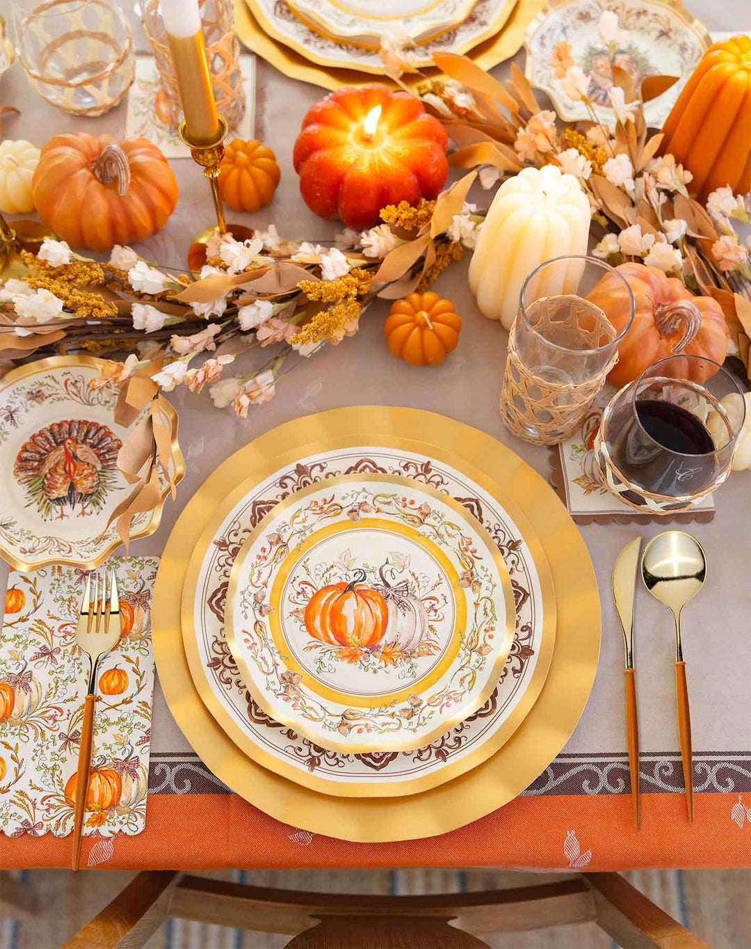 Turkey & Gourds: Thanksgiving Table for 16