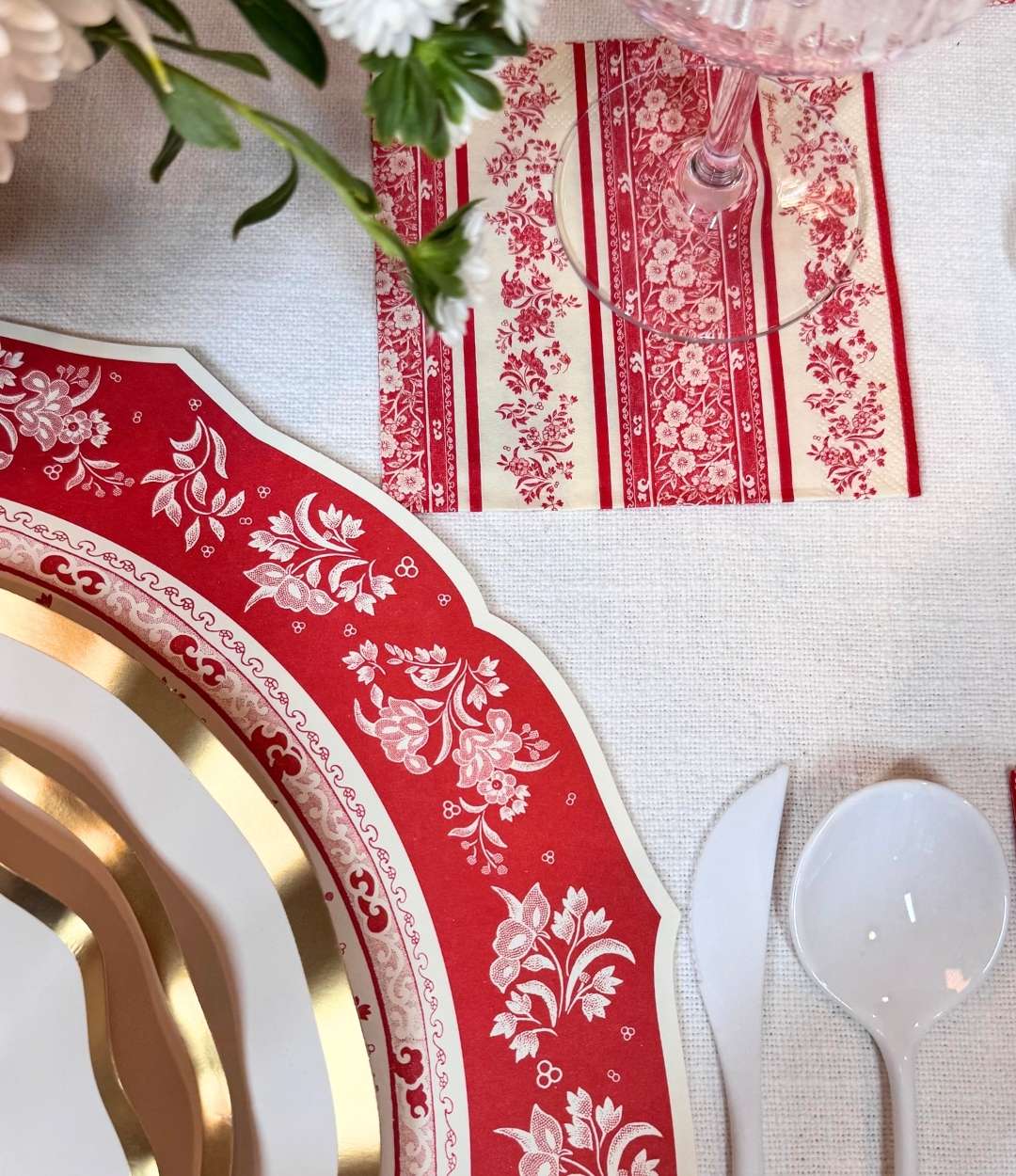 Red Burleigh Table Setting