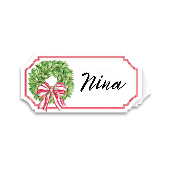 Holly Wreath Place Card/10pk