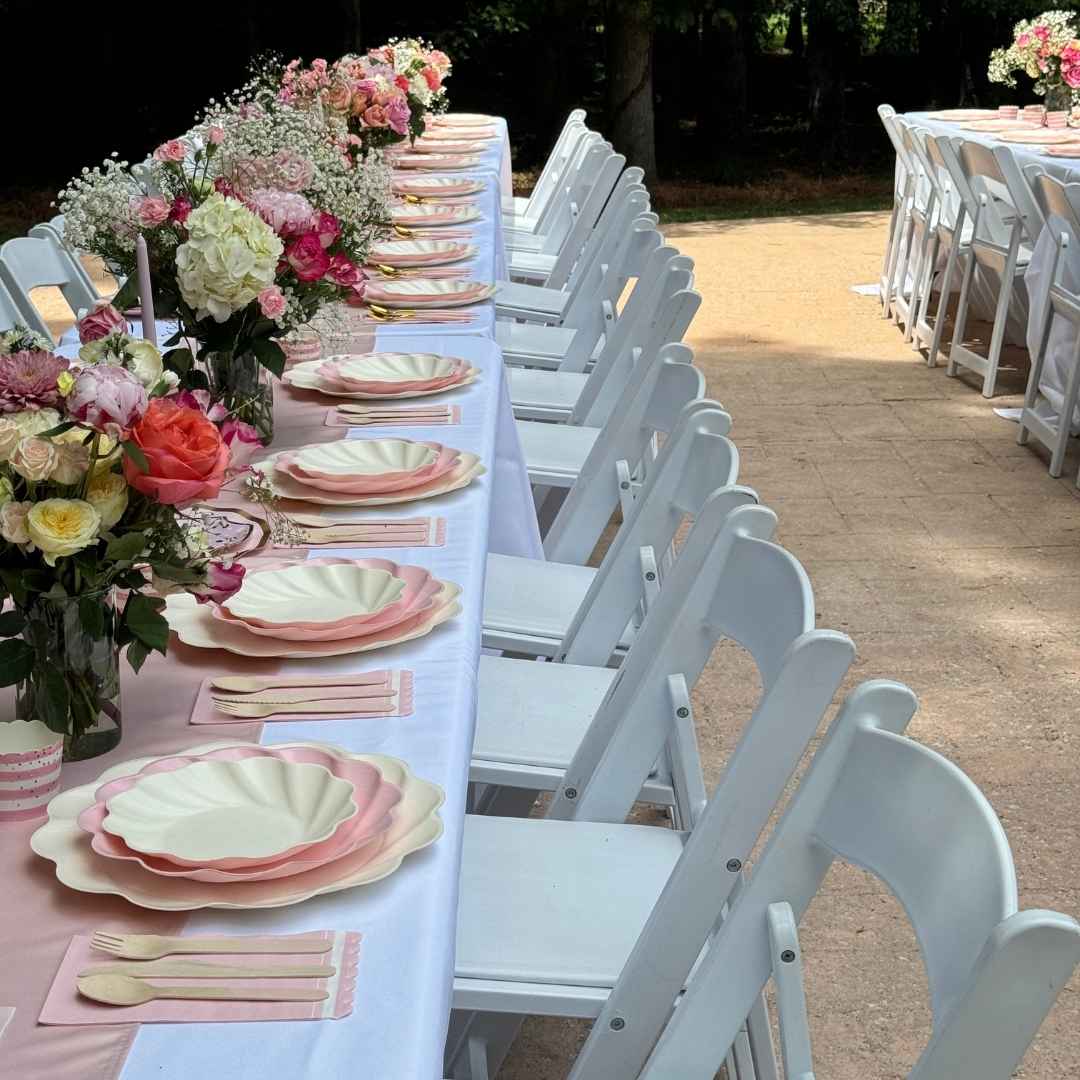 Eco Cream & Blush Table Setting for 16
