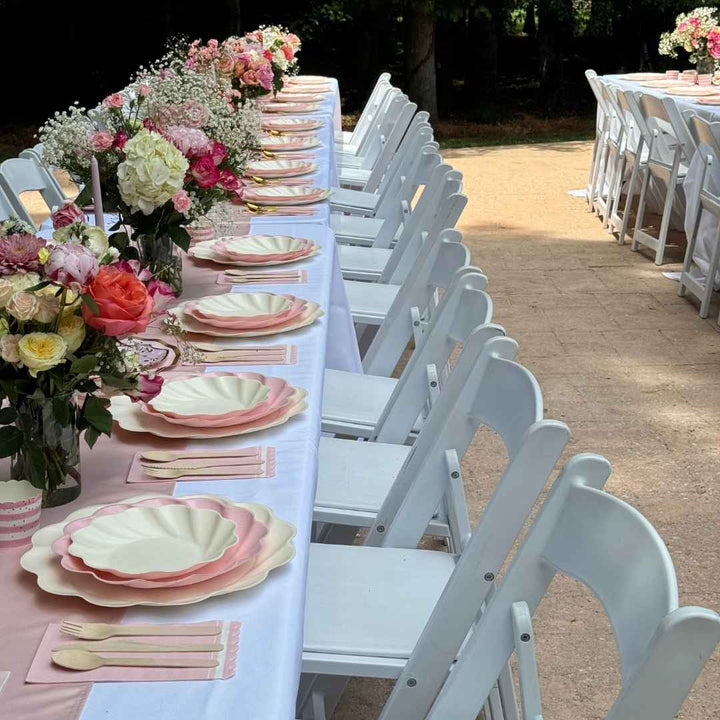 Eco Cream & Blush Table Setting for 16