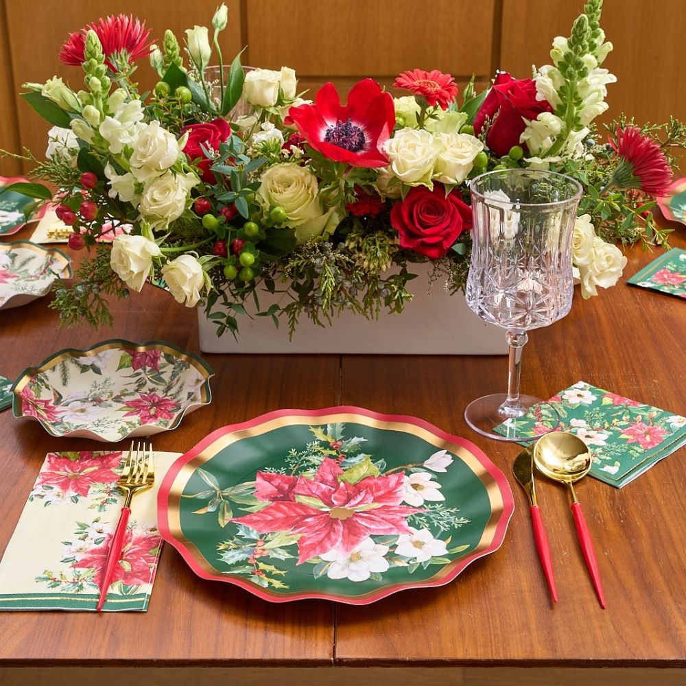 Evergreen Floral Table Setting