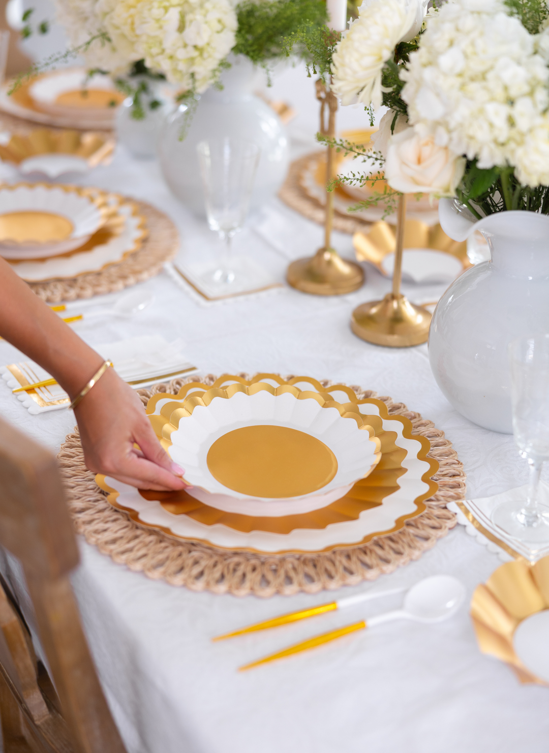 Gold & White Table Setting