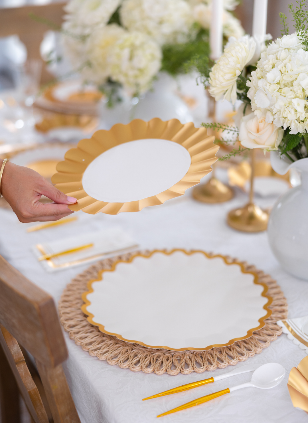 Gold & White Table Setting