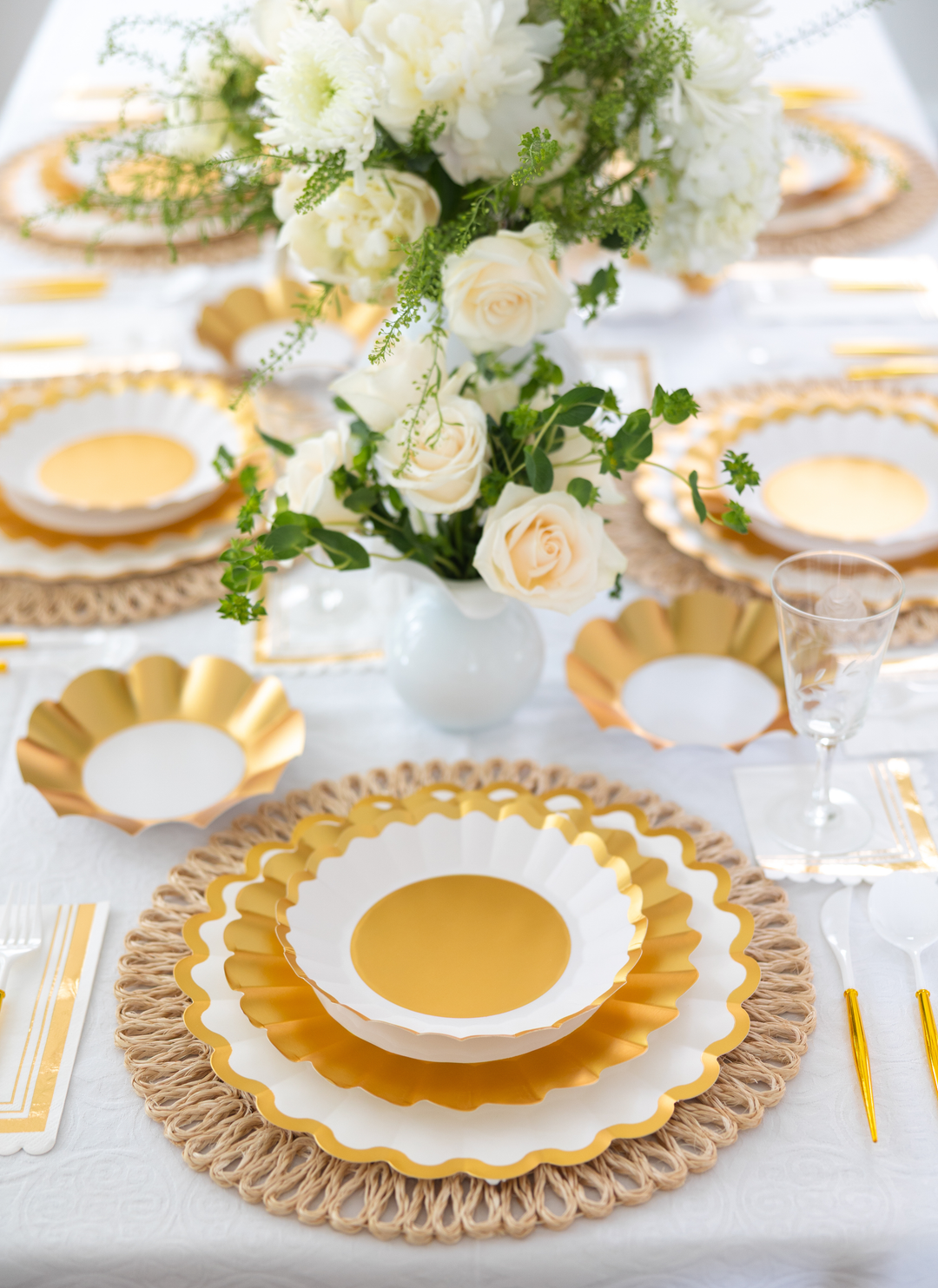Gold & White Table Setting