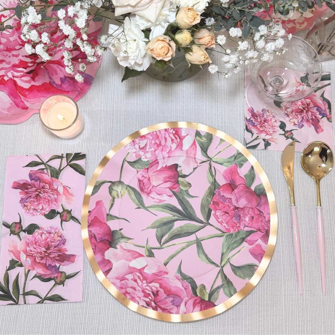 Pink Peonies Table Setting