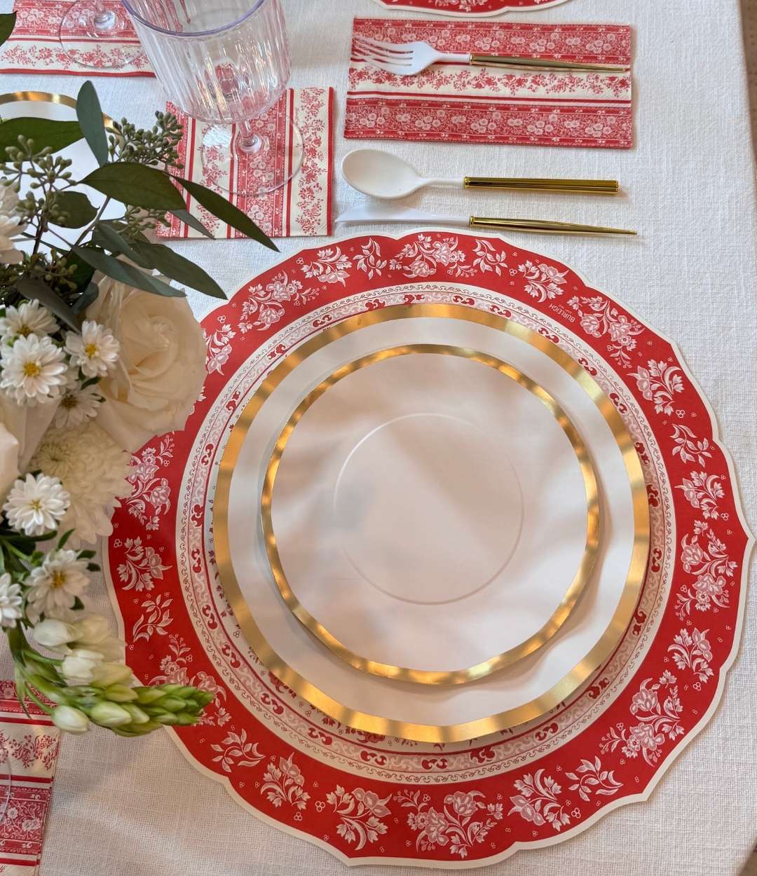 Red Burleigh Table Setting