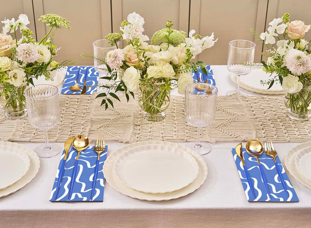 Eco White & Blue Table Setting