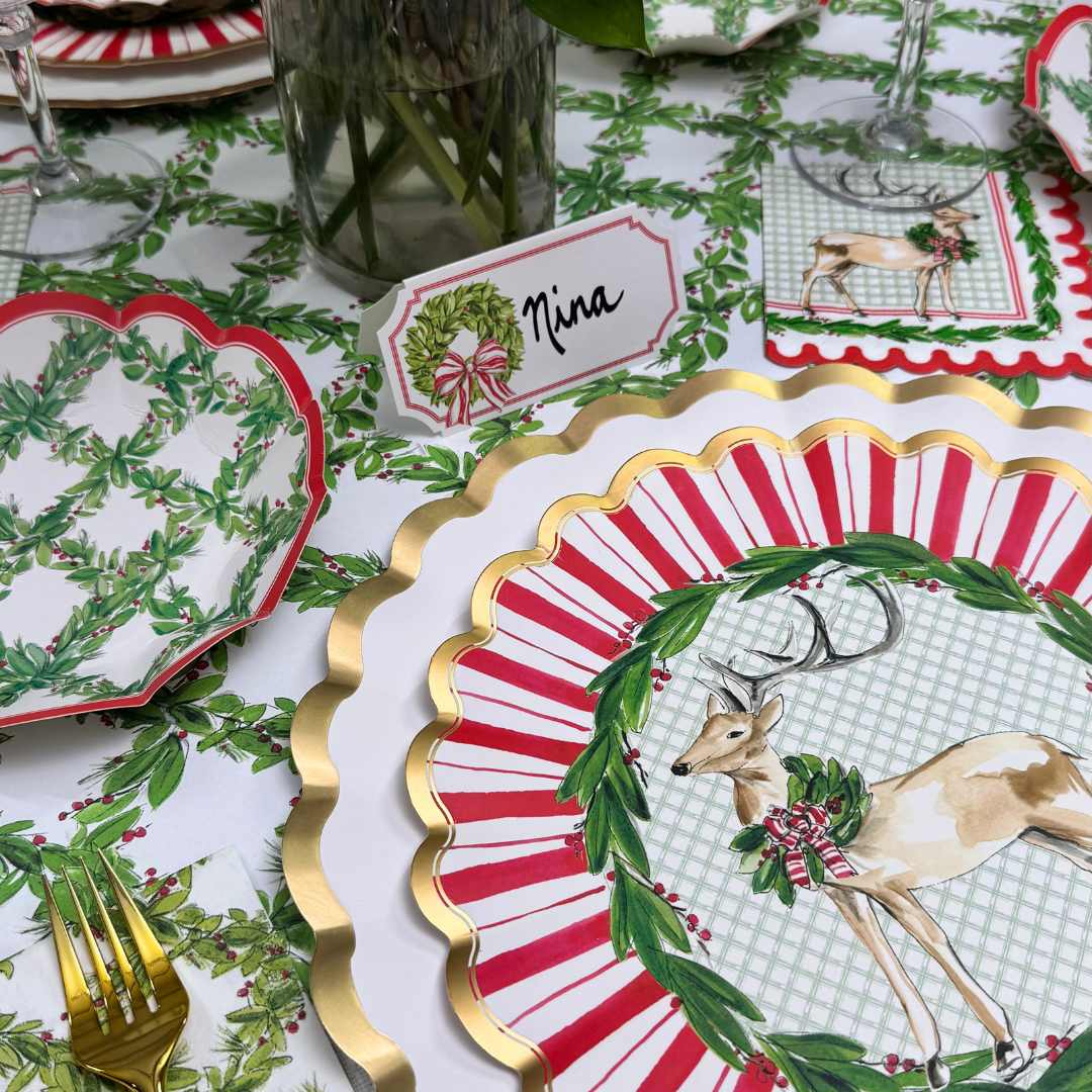 Holly Wreath Place Card/10pk