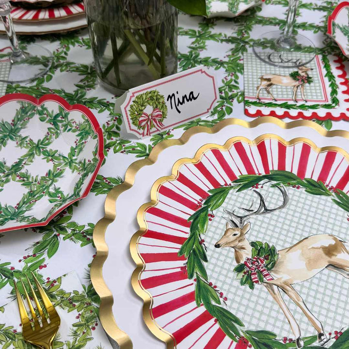 Holly Wreath Place Card/10pk