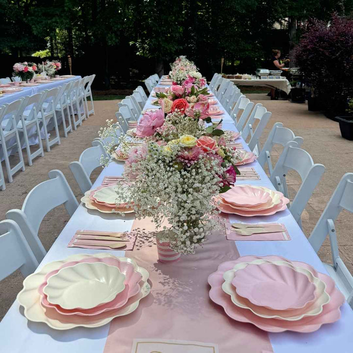 Eco Cream & Blush Table Setting for 16