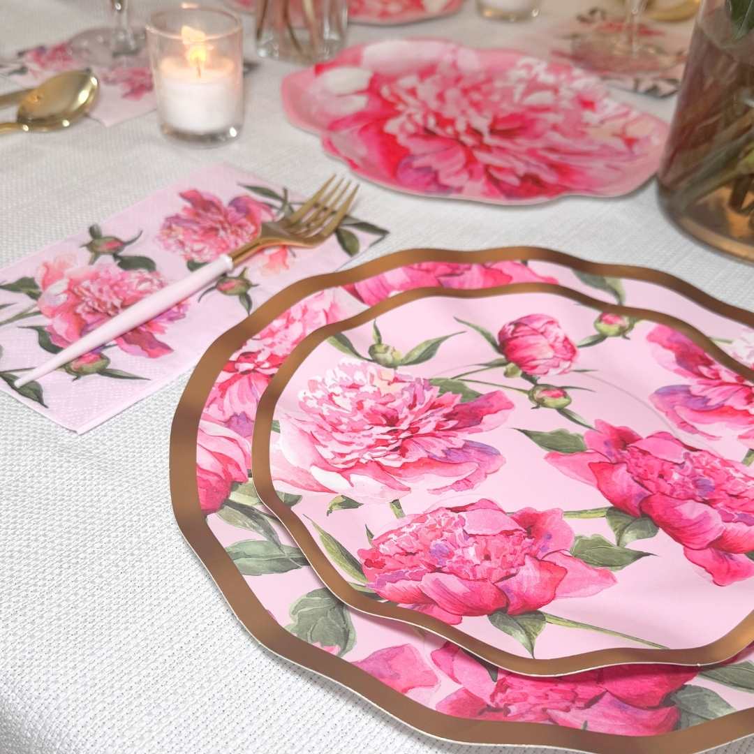 Pink Peonies Table Setting