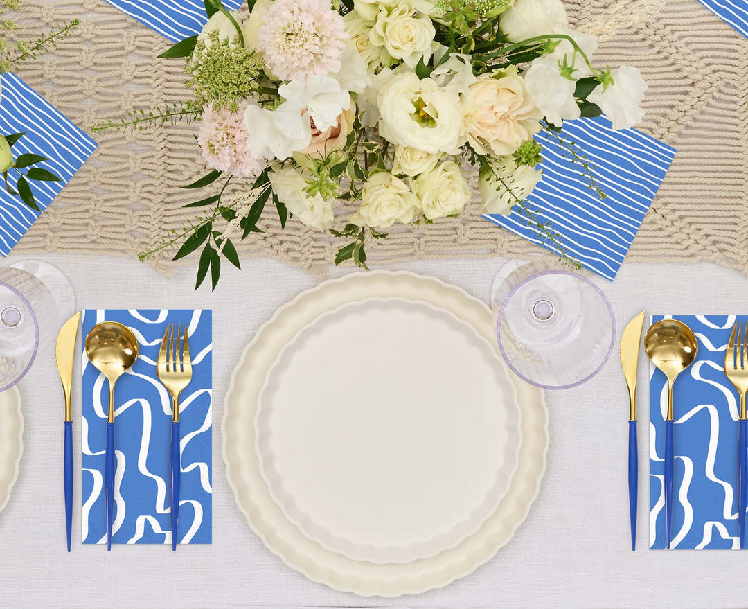 Eco White & Blue Table Setting