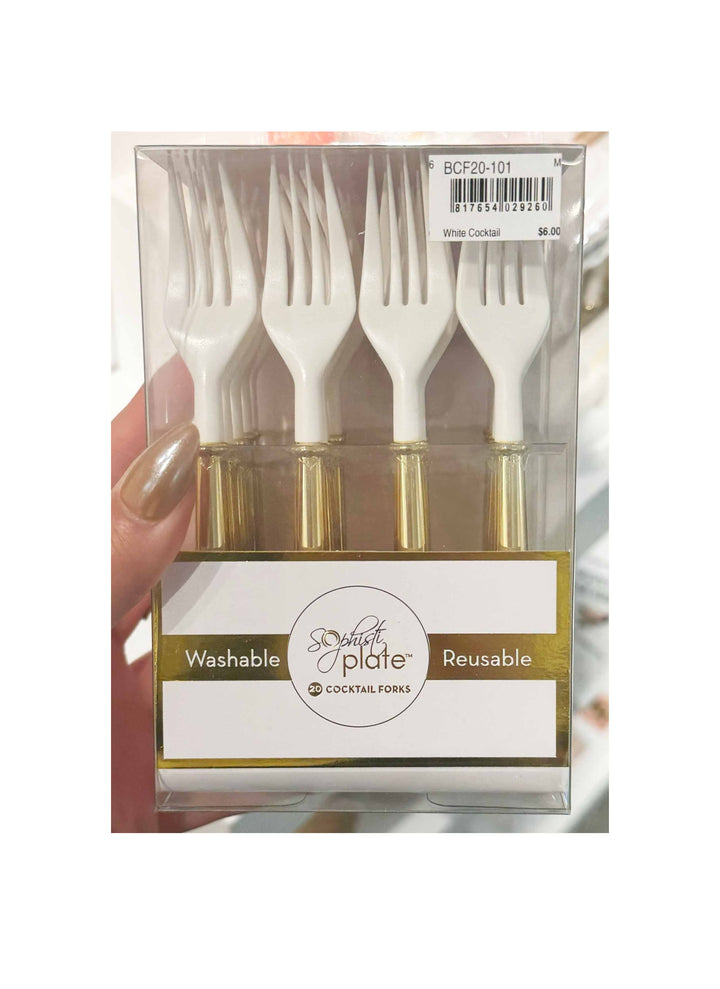 Gold Bella Plastic 5" Cocktail Forks/20pc