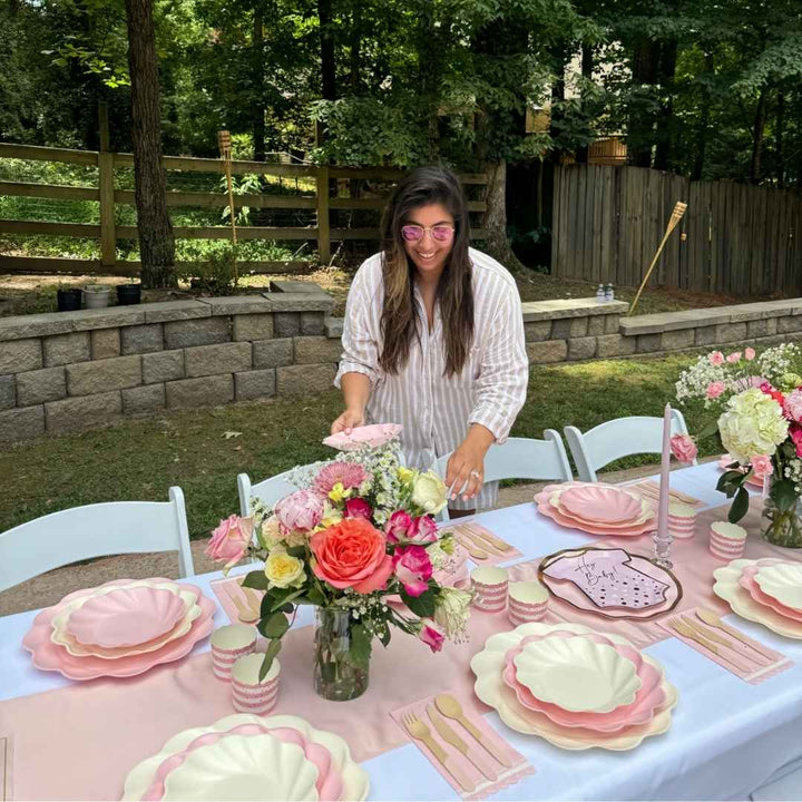 Eco Cream & Blush Table Setting for 16