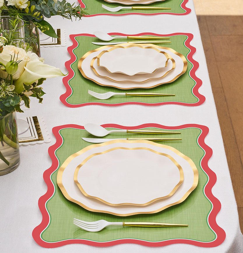 Green & Red Scallop Edge Placemats/10pk