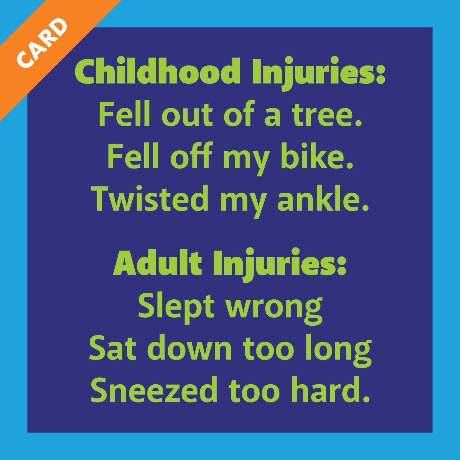 Childhood Injuries Card – Sophistiplate LLC