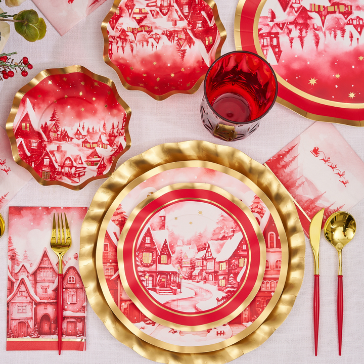 Christmas Village Wavy Paper Appetizer/Dessert Bowl/8pk