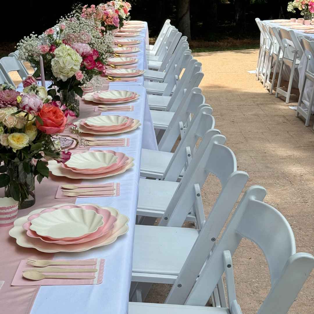 Eco Cream & Blush Table Setting for 16