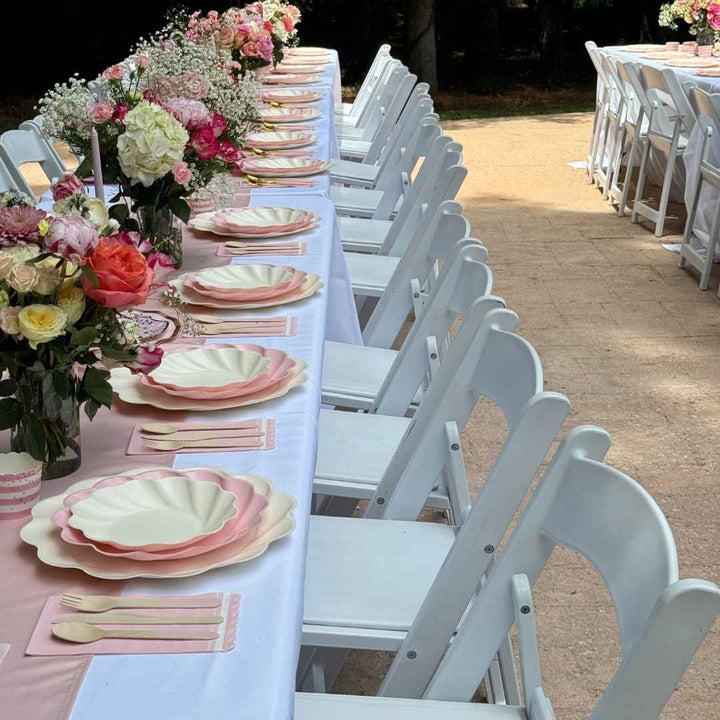 Eco Cream & Blush Table Setting for 16