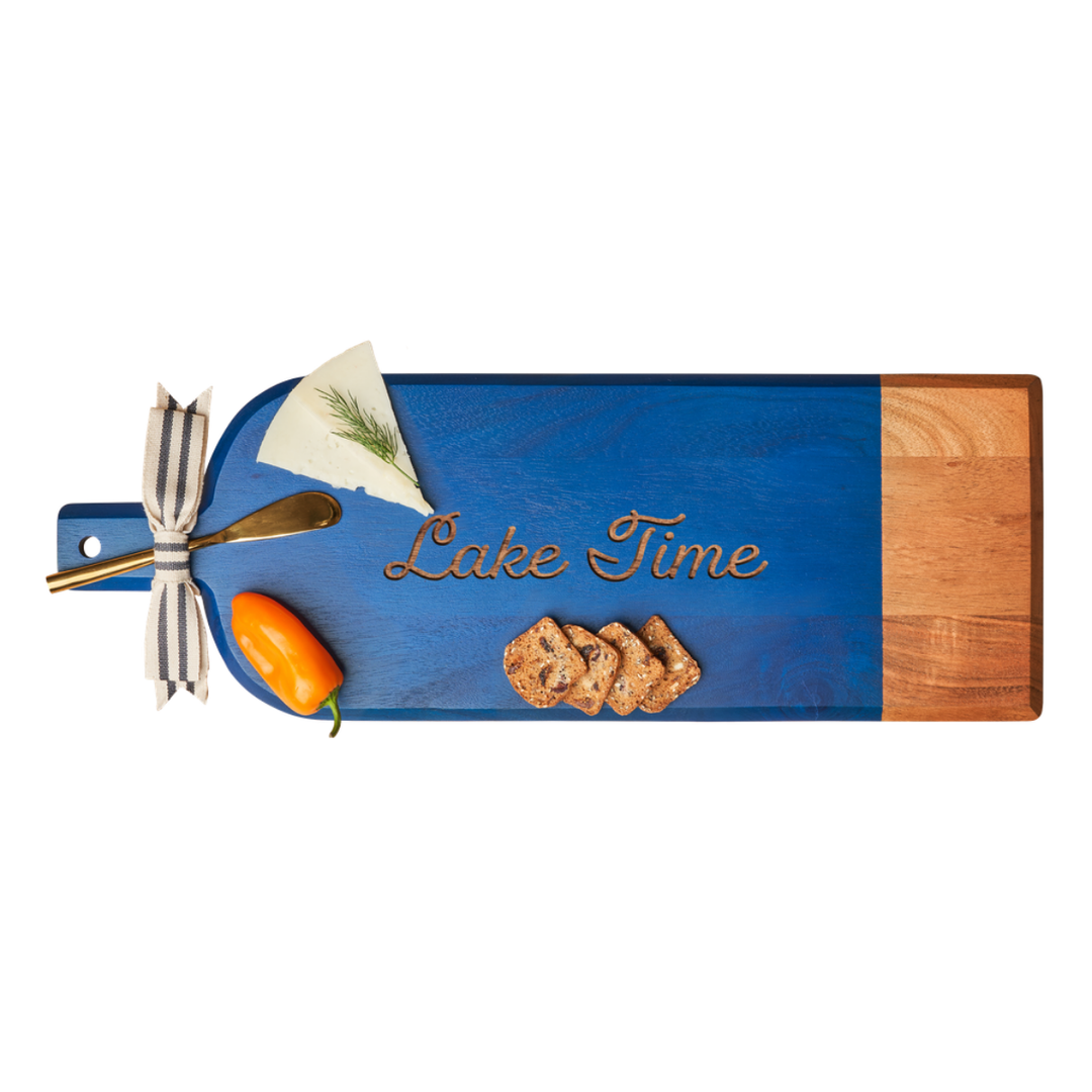 Personalized Acacia Bevel Board | Blue | Lake Time | 20" X "7" X.6"