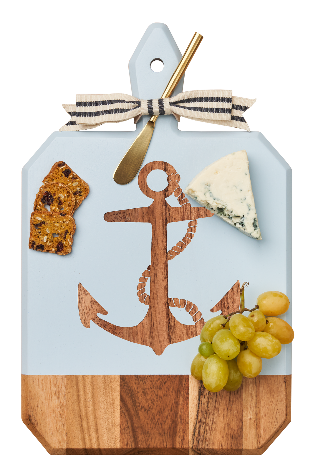 Acacia Heirloom Board w/ Handle Rectangle in Light Blue Color | Anchor | 16 x 10"