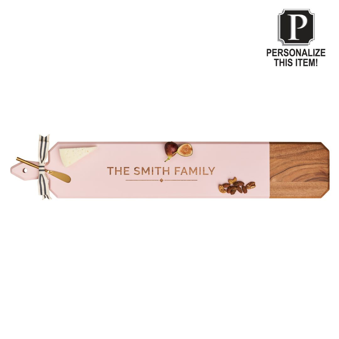 Acacia Heirloom Board w/ Handle Skinny in Blush Color | Personalized | 34 X 6"