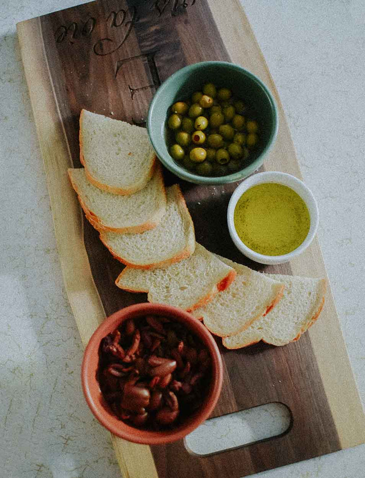 Personalized Live Edge Walnut Single Handle Charcuterie Board - 24" x 12"
