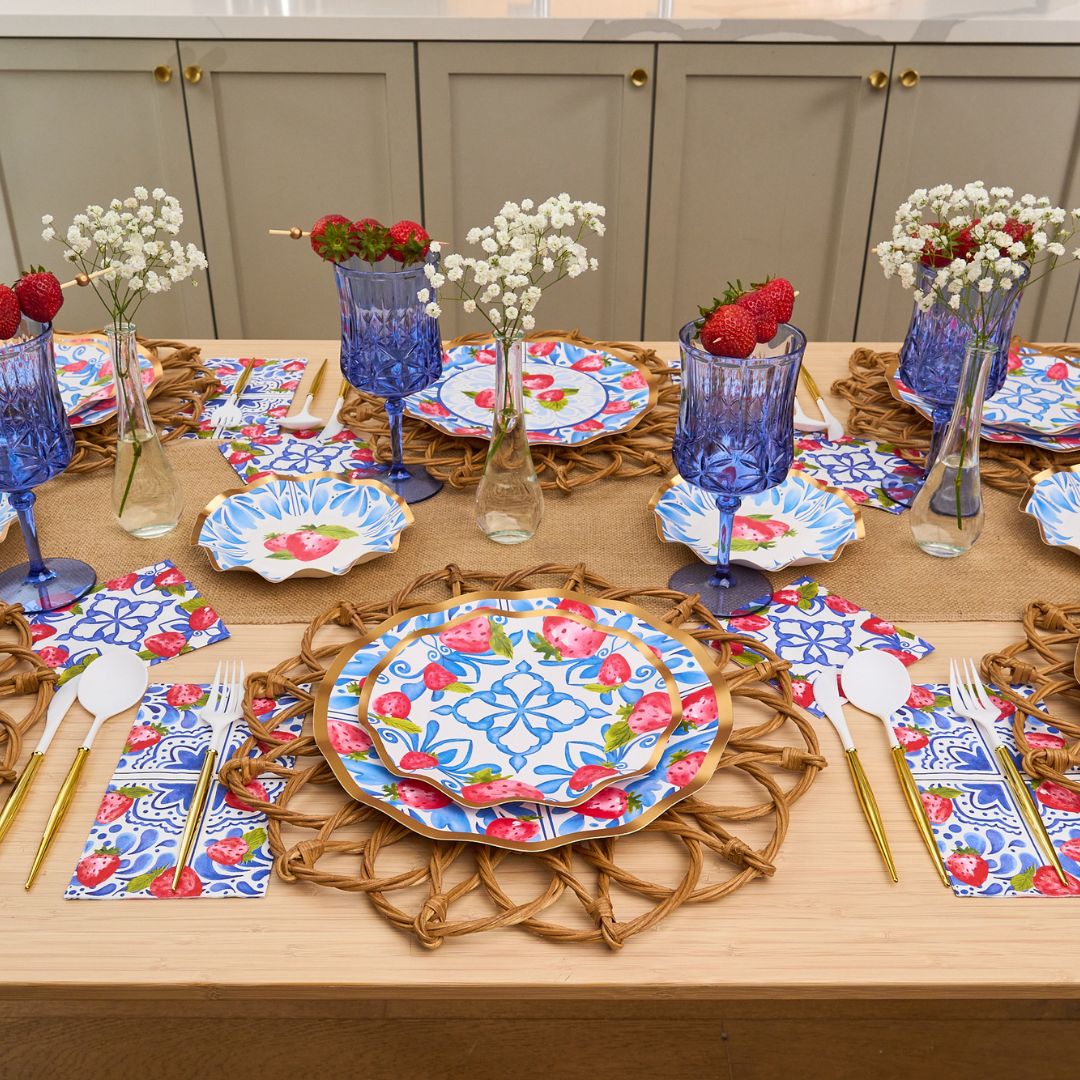 Bleu Strawberries Table Setting