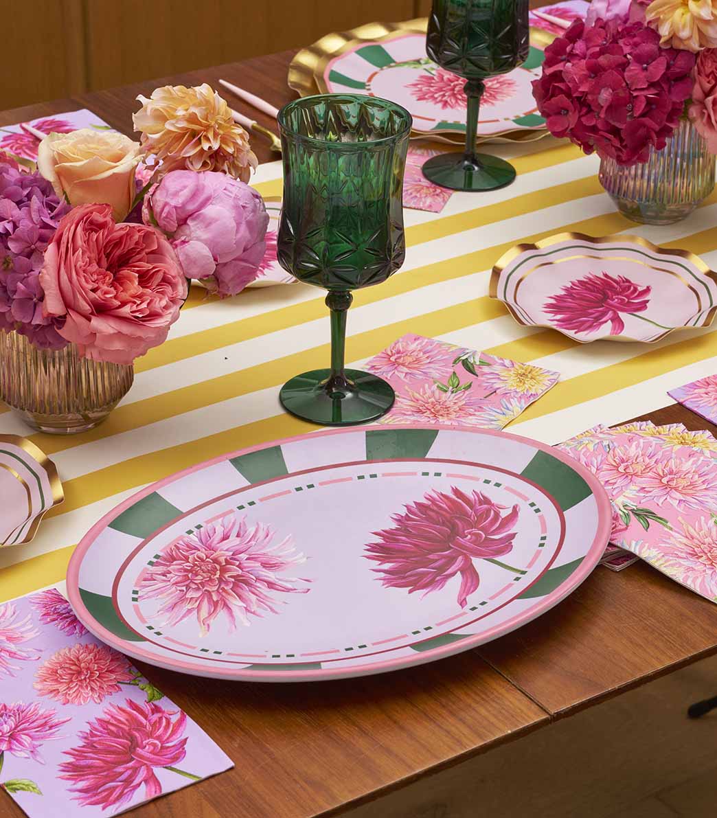 Spring Tablescape for 16: Dahlia Garden