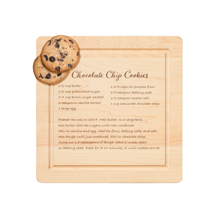 Maple Wood Cutting & Cheeseboard Square | Recipe Board | 12 x 12"