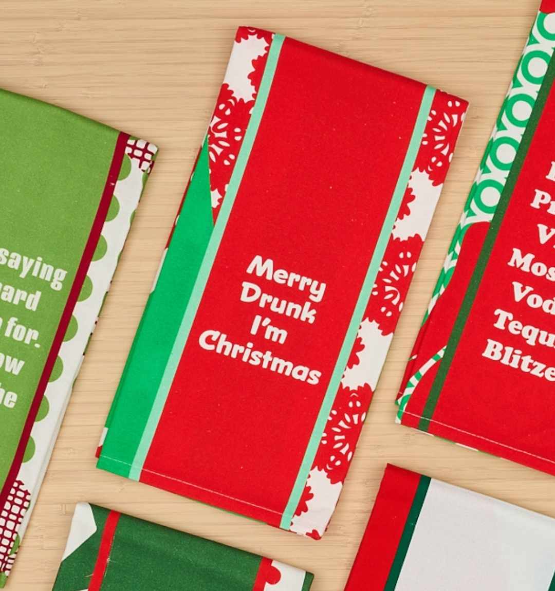CHRISTMAS Merry Drunk Dish Towel