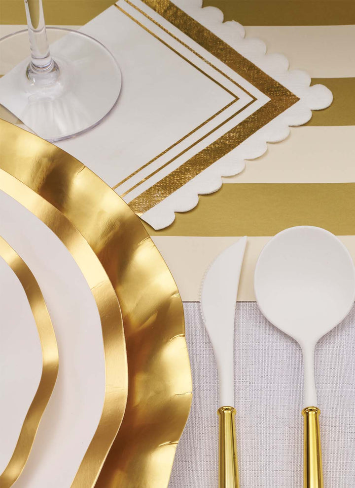 Cocktail Napkin Gold & White/20 pkg